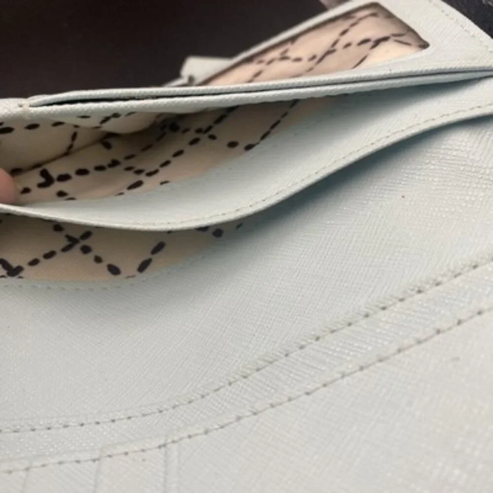 KATE SPADE Wallet Madison Slim Saffiano Leather Pale Blue Bifold LOOK READ - Picture 7 of 7